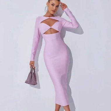 Women's Long Sleeve Black Cut-out Dress