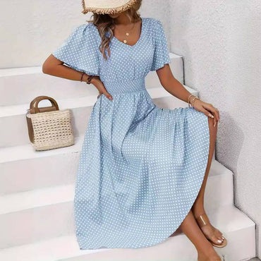 Women's Small Floral Print Short Sleeve Dress