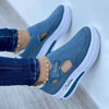 Women’s breathable casual sneakers, low wedge design, slip-resistant, featuring soft mesh material and stylish look.