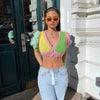Women's V-neck Short Cropped Slim-fit Color T-shirt