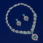 Zircon Water Drops Inlaid Multi-color Matching Ornament Necklace And Earrings Suite