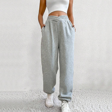 V-Waist Velvet-Lined Joggers | High-Rise Ankle-Tied Winter Pants