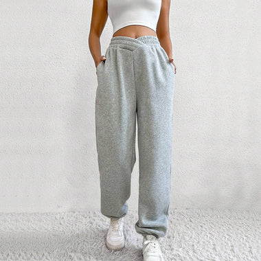 V-Waist Velvet-Lined Joggers | High-Rise Ankle-Tied Winter Pants