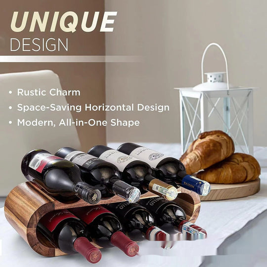 Wooden Double-Layer Wine Rack | Solid Wood Desktop Display Ornament