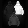 Fleece-gevoerde dubbele capuchon, uniek ontwerp, capuchontrui