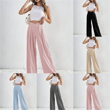 Vertical-Pleated Wide-Leg Trousers | Lightweight High-Waist Airflow Pants