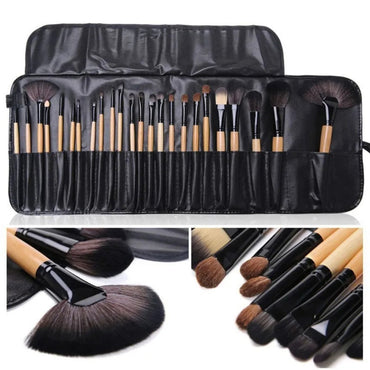 24-Piece Professional Cosmetic Brush Set | Comprehensive Tool Collection & Designer Case