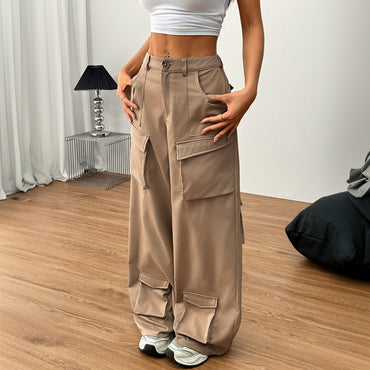 Wide-Leg Cargo Pants | High-Waist Multi-Pocket Utility Trousers