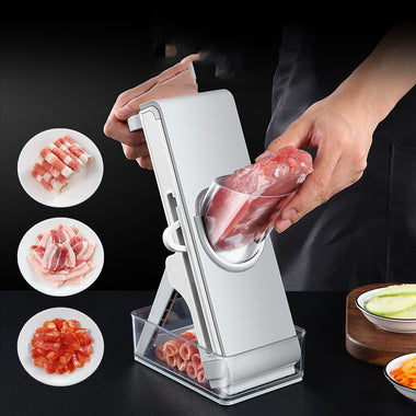 Hand-Crank Vegetable Slicer | High-Speed Manual Cutting Station