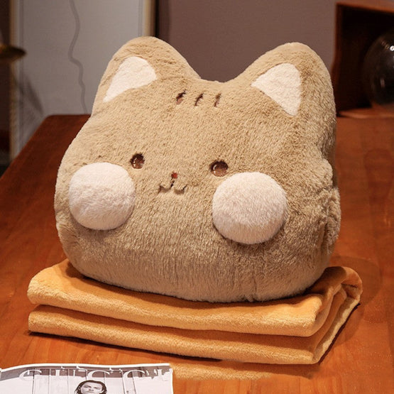 Cute Animal Travel Blanket and Pillow Set | Soft Plush Hand Warmer