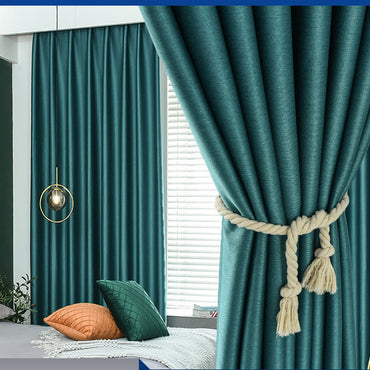 Thickened Jacquard Linen Curtain | High-Shading Thermal Blackout Shield