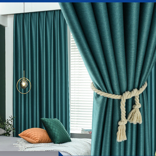 Thickened Jacquard Linen Curtain | High-Shading Thermal Blackout Shield